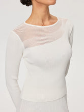 Sheer Panel Ribbed Knit Top